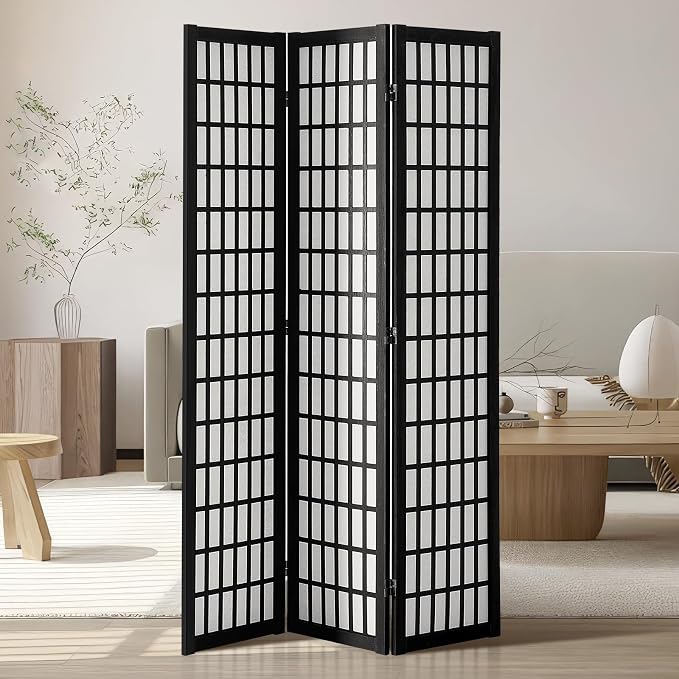 Room Divider, 6 Panel Japanese Room Divider, Wood Folding Privacy Screen Indoor, Partition Dividers Portable Decoration Screens, for Room Separation Home Office Restaurant & Bedroom