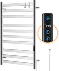 Heated Towel Rack for Bathroom, Towel Warmer with 10 Bar Flat Rack Large, Electric Hot Towel Rack Wall Mounted, LED Buit-in Timer, Plug-in, Stainless Steel, Fast Heating