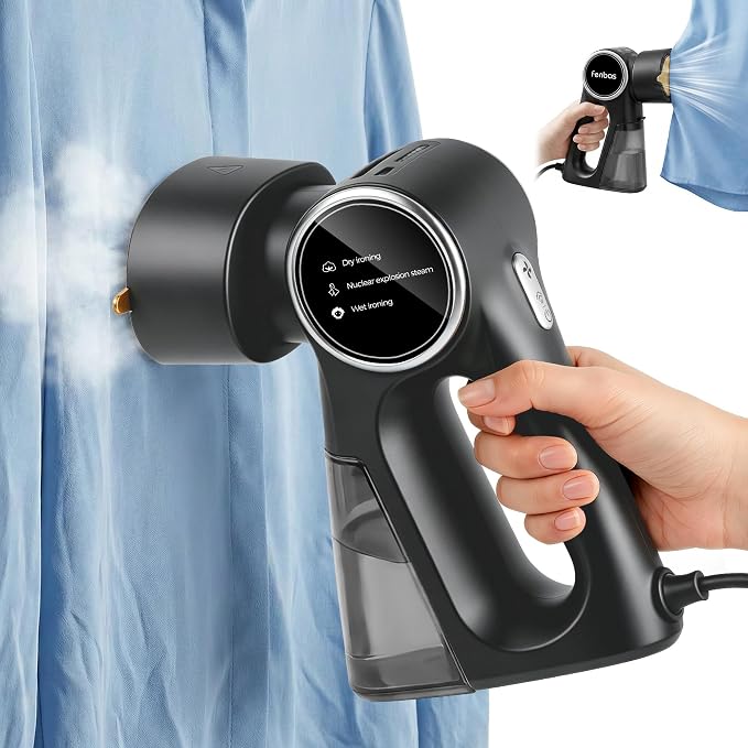 Steamer for Clothes, Clothes Steamer Handheld Supports Both Hanging and Flat Ironing, Auto Absorbs Clothing, Adjustable Suction Power from 3000-6000Pa, Fits Easily Into a Suitcase
