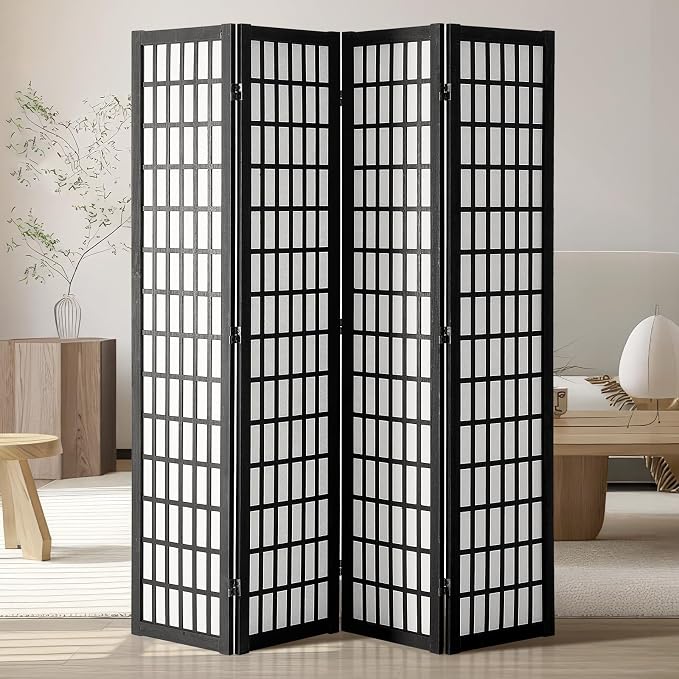 Room Divider, 6 Panel Japanese Room Divider, Wood Folding Privacy Screen Indoor, Partition Dividers Portable Decoration Screens, for Room Separation Home Office Restaurant & Bedroom