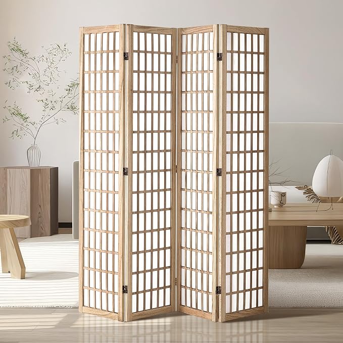 Room Divider, 6 Panel Japanese Room Divider, Wood Folding Privacy Screen Indoor, Partition Dividers Portable Decoration Screens, for Room Separation Home Office Restaurant & Bedroom