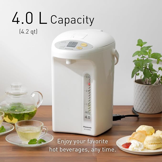 3L Water Boiler Electric Hot Water Dispenser Countertop w/Slow-Drip Mode for Coffee & Tea, 4 Temp Presets, Charcoal‑Purified Stainless, Auto Shut‑Off, Timer & Safety Lock - NC-EG3000