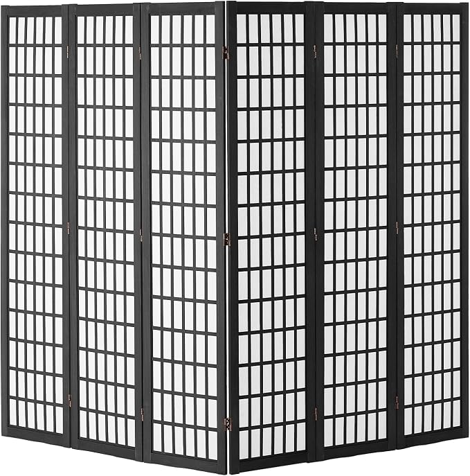 Room Divider, 6 Panel Japanese Room Divider, Wood Folding Privacy Screen Indoor, Partition Dividers Portable Decoration Screens, for Room Separation Home Office Restaurant & Bedroom