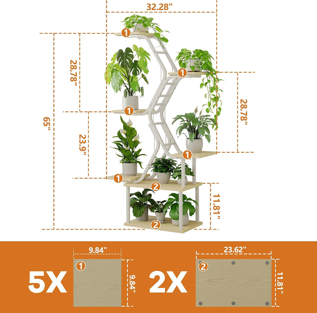 Plant Stand Indoor with Grow Lights: Large Multi-Tiered Metal Rack - Lighted Vertical Shelf with Timer for Flowers and Succulents